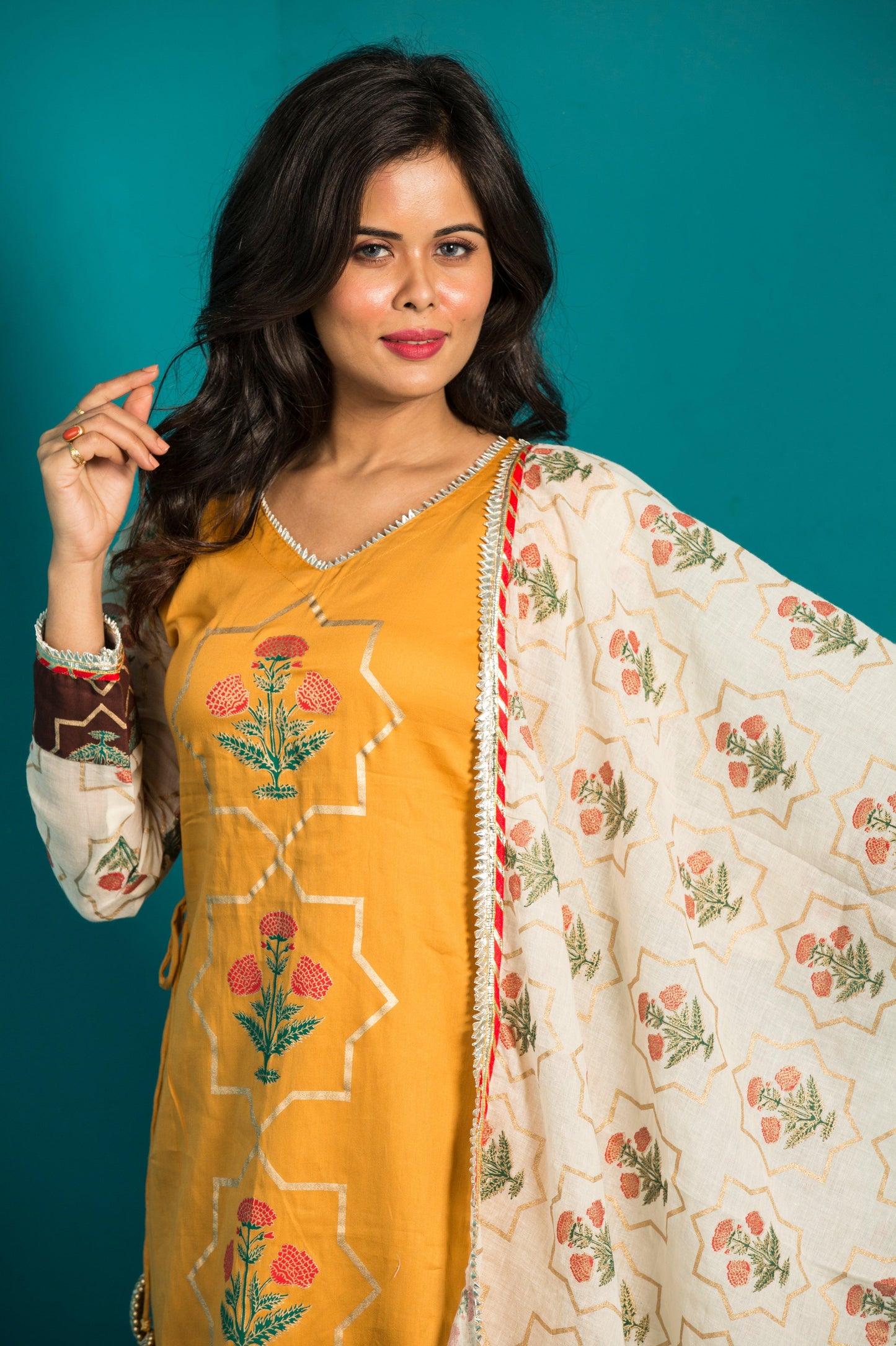Women’s Yellow Sharara Set with Sharara Pant - Feeric and Guzel